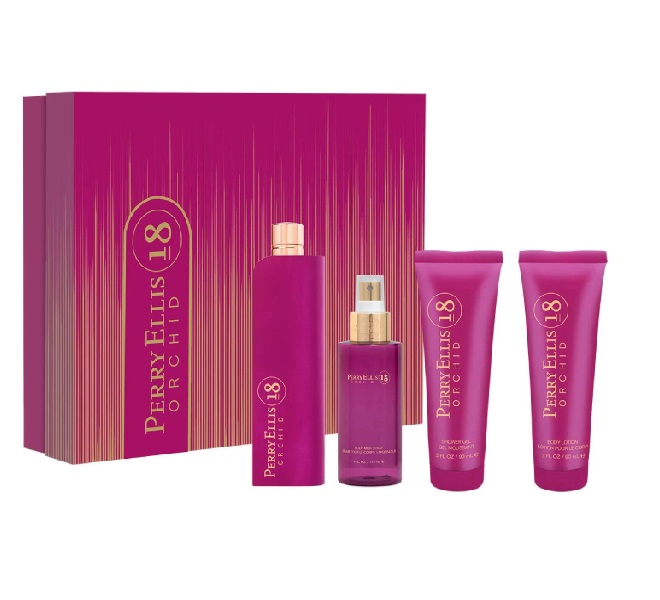 ESTUCHE-PERRY-18-ORQUID.jpg ESTUCHE PERRY ELLIS 18 ORQUID MUJER 4PZS 100ML EDT + SPLASH + CREMA + GEL DE BA;O - Image 1