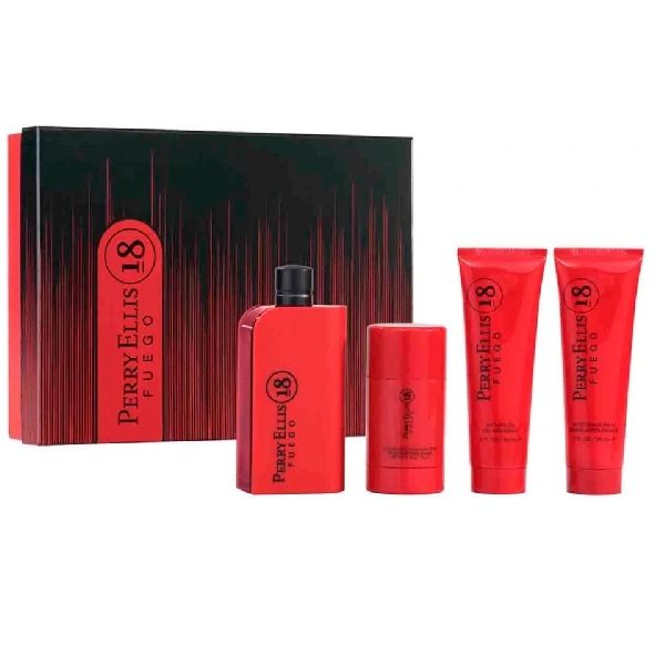 ESTUCHE PERRY ELLIS 18 FUEGO HOMBRE 4PZS 100ML EDT + DESODORANTE + GEL DE BAÑO + AFTER SHAVE